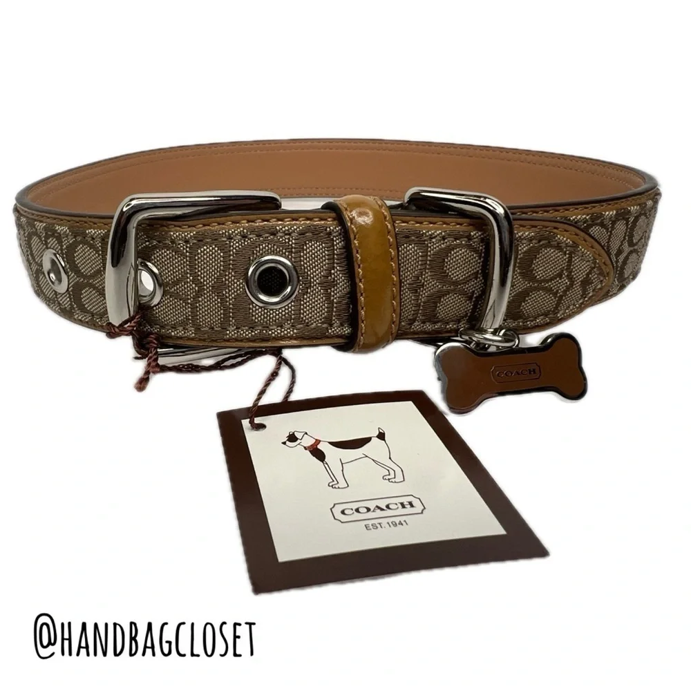 Coach Signature Leather Vintage Light Brown Tan Size Large 17-21” Dog Collar